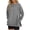 Gray women fall long sleeve tunic tops a1, variant on Women Fall Winter Long Sleeve Side Slit Tunic Tops Round Neck Casual Loose Pullover Blouses Solid Dressy T-Shirts for Vacation Trendy Clothes, White 2XL