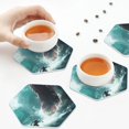 thumbnail image 3 of KLL Drink Coasters Set Hexagon of 4,PU Leather Absorbent Coasters Set Decorative Coffee Cup Coasters Housewarming Gift for Home Decor-Surfing Shark, 3 of 5