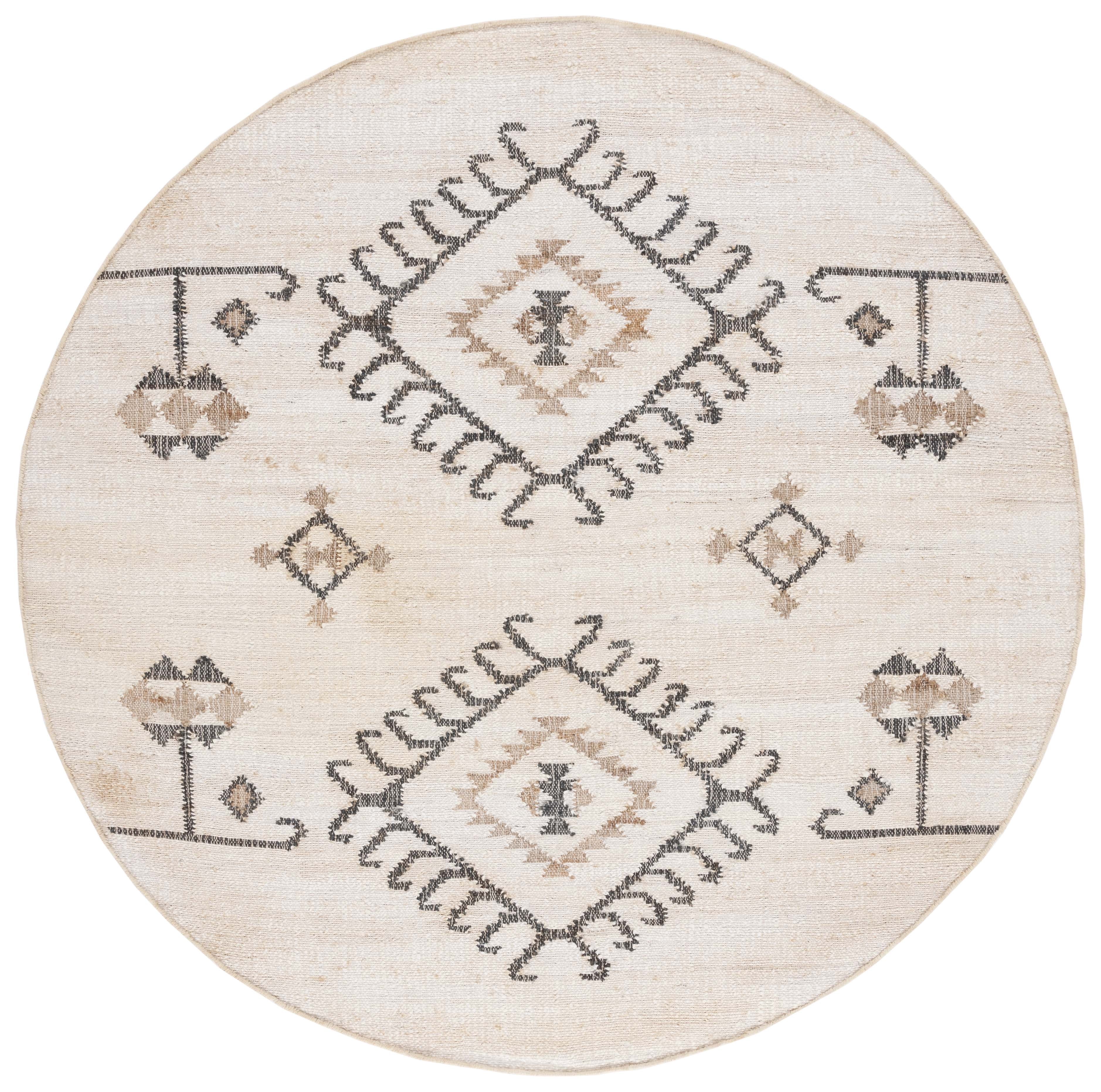 Safavieh Kilim Lisette Tribal Area Rug, Ivory/Black, 9' x 9' Round