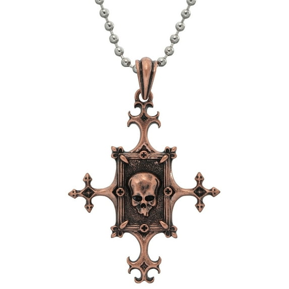 Gothic Framed Skull Copper Pendant