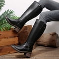thumbnail image 6 of Xfvqtps Knee High Boots for Women Wide Calf Side Zipper Block Low Heel Faux Leather Tall Boots, 6 of 9