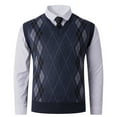 thumbnail image 2 of gbyLJF Men's Sweater Casual V Neck Sleeveless Sweater Slim Fit Knitted Pullover Diamond-shaped Texture Sweaters, 2 of 6