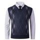 thumbnail image 2 of Camiseta sin mangas con cuello en V para hombre, de color liso, de punto, con cuello redondo, elástica, de poliéster, 2 of 6