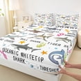thumbnail image 4 of Feelyou Shark Educational Sea Queen Sheet Sets for Boys Girls, Kawaii Coral Ocean Animal Bed Set, Blue, 4-Piece, 4 of 5