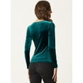 thumbnail image 3 of DARING DIVA Women's Velvet Square Neck Top T-Shirt Blouse XS Green, 3 of 6