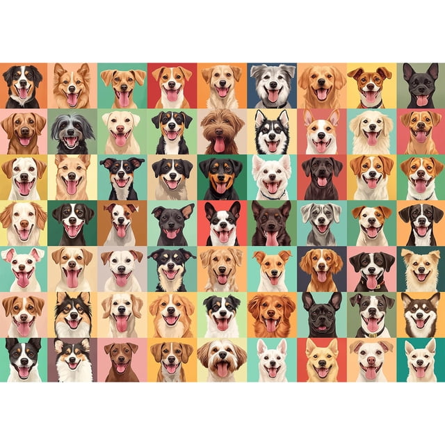 Rompecabezas Hiwhy Vibrant Dog Faces 1000 piezas