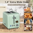 thumbnail image 2 of Toaster 2 Slice, Stainless Steel Bread Toaster with Colorful LCD Display, 7 Bread Shade Settings, 900W, Mint, 2 of 7