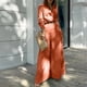thumbnail image 5 of Monos para Mujer Elegante Manga Larga Sexy Cuello en V Casual Pantalones Largos y Anchos (Naranja), 5 of 6