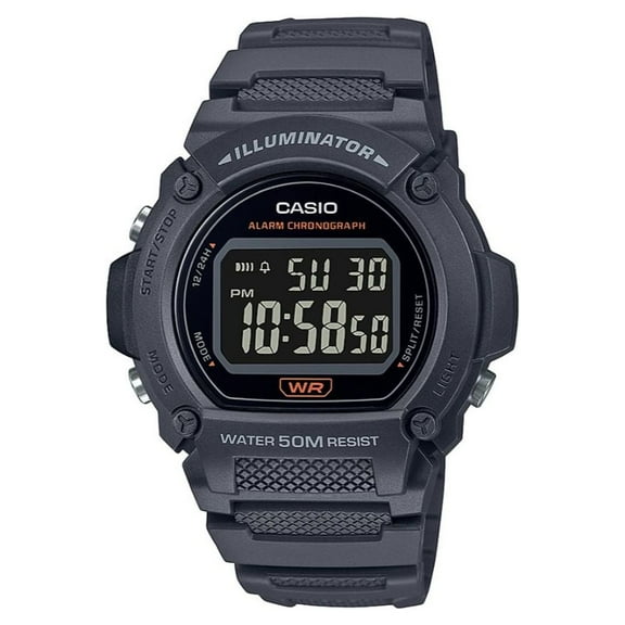 Casio Men's Sports Digital Quartz 7-yr Battery Black Resin Watch W219H-8BV