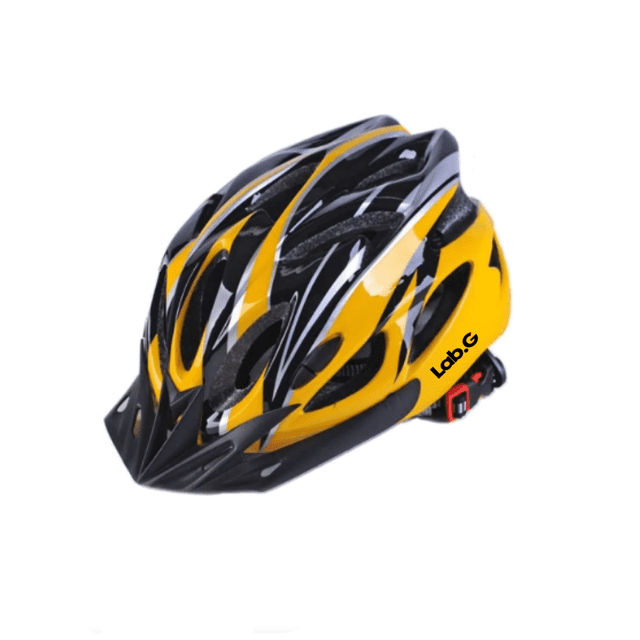 Casco Ciclismo De Bicicleta Con Guantes, Gafas, Máscara, Manga Talla G Lab.G Amarillo