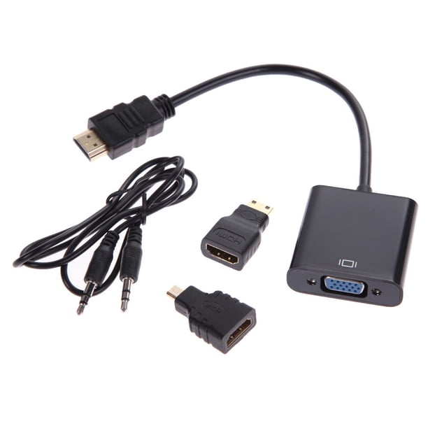 Adaptadores Adaptador 1080P Compatible Con Micro Hdmi / Compatible Con Mini Hdmi / Compatible Con Hdmi A Vga Con Audio (Negro)