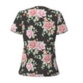 thumbnail image 4 of Naloa Rose Flowers Print T-Shirts Short Sleeve V Neck Tees for Women Fashion Tops Trendy Lightweight Soft Casual Summer Outfits Clothes, 4 of 5