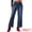 Dark Blue, variant on Women's Wide High Waisted Stretchy Jeans Buttoned Denim Pants M Blue