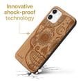 thumbnail image 3 of Case Yard Wooden Case Outside Soft TPU Silicone, Slim Fit Shockproof Wood Protective Phone Cover for Girls Boys Men and Women, Supports Wireless Charging Gothic Skull Design case for iPhone-11, 3 of 7