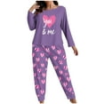 thumbnail image 2 of Xdegoge Plus Size Pajamas for Women Set Valentines Fuzzy Lounge Matching Pajamas 2 Piece Outfits Heart Graphic Long Sleeve Crew Neck Tops and Pants Sleepwear Pjs Sets, 2 of 5