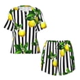 thumbnail image 4 of Picia Lemons on Striped Pajamas Sets for Women Soft Short-Sleeved Pjs with Lounge Shorts Two Piece Sleepwear-Small, 4 of 9