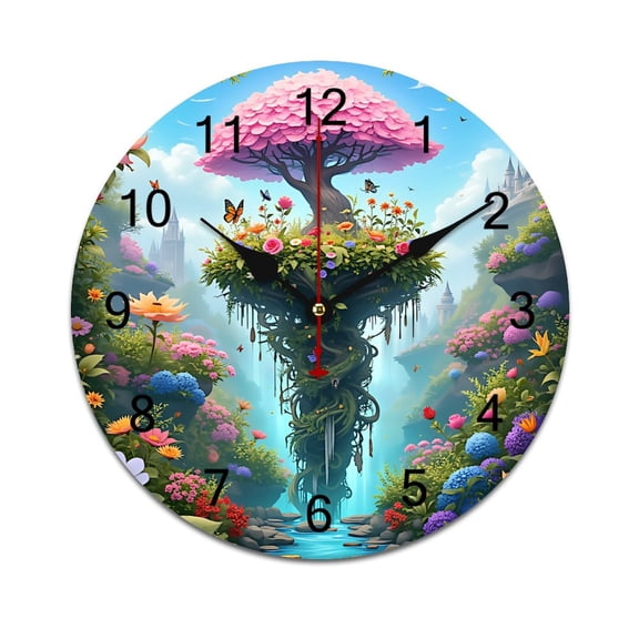 Luminous House, Flowers And Leaves Time Decorative Wall Clocks Round Large Wall Watch Bedroom Home Decor 10 12 14 Inch