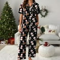 thumbnail image 5 of TTUHYWXI Satin Silk Christmas Pajamas Set for Women Xmas Print Long Sleeve Shirts Lounge Set Two Piece Pjs Pants Sleepwear (Black, M), 5 of 5