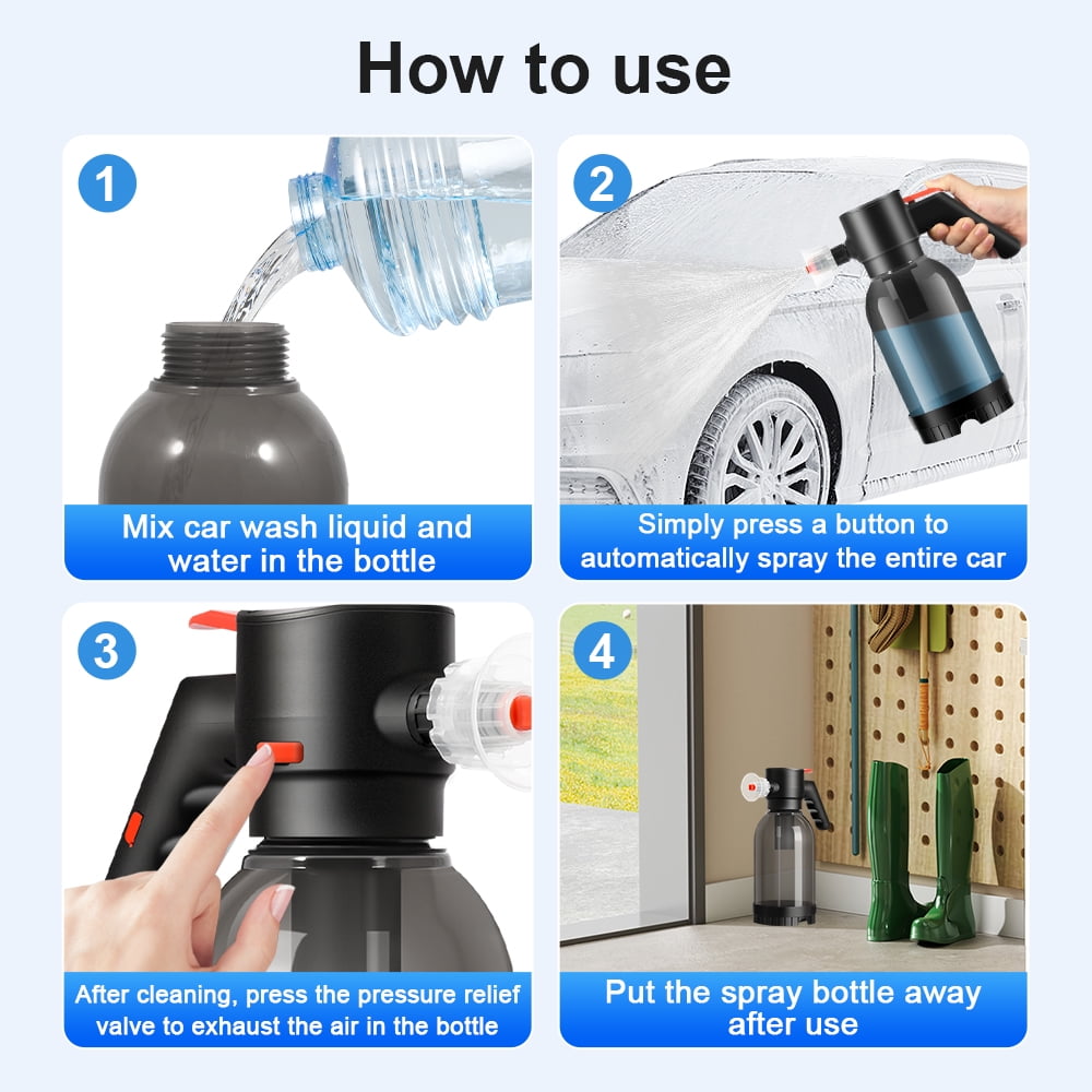 Uten Electric Foam Sprayer, Rechargeable Pressurized Foam Sprayer with Intelligent Pressure Control for Car Detailing, Home & Garden Cleaning