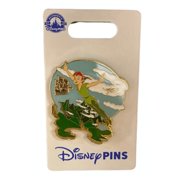 Disney Parks Peter Pan & Tinkerbell Flying Over Neverland Pin New with Card