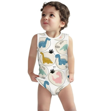

Vsdgher Cute Dinosaurs Print Baby Unisex Baby Cotton Sleeveless Bodysuits Soft and velvety comfortable and breathable