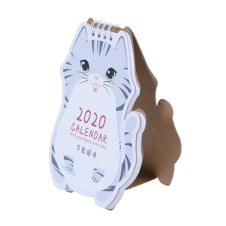 Desktop 2020 Cartoon Calendar Cat Shape Calendar Year Book Desk Calendar -  Walmart.com