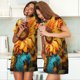 thumbnail image 4 of Disketp Deep Yellow Colorful Sunflower para Camisón Corto de Manga Corta para Mujeres, Camisón Cómodo con Escote Redondo, Bonito y Confortable, 4 of 6
