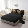 thumbnail image 3 of Golden Musical Notes Bed in a Bag King Size Comforter Set 7 Pieces,Swirl Spiral Circle Bedding Sets Hip Hop Pop Music Sheet Set with Comforter,Modern Rock Bed Set, 3 of 6