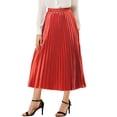 thumbnail image 1 of Falda midi Allegra K pliegues de Acordeón Metálico Rojo S, 1 of 6