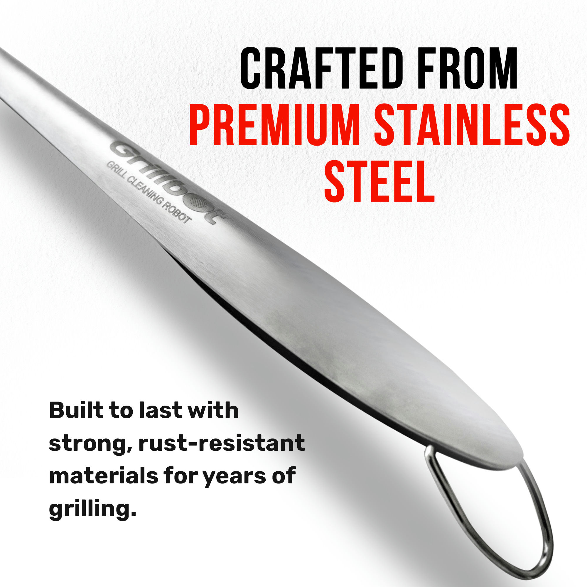 Grillbot 4 Piece Stainless Steel BBQ Grill Tools Set - Tongs, Spatula, Fork, Brush