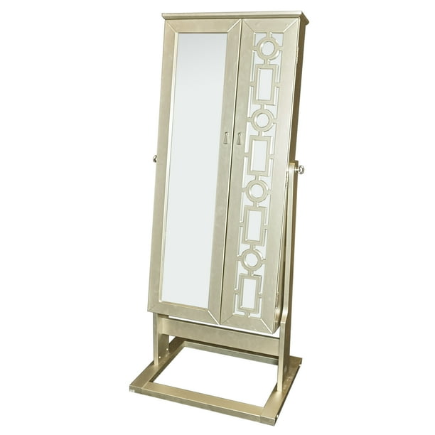Powell Jennifer Cheval Mirror Jewelry Armoire Silver Shimmer Jennifer Cheval Mirror Jewelry Armoire