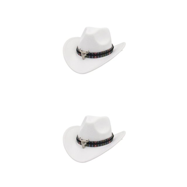Decodeary Western Outback Cowboy Hat Channel Inner Cowboy Classic Hat Large Brim Provides white 2Set