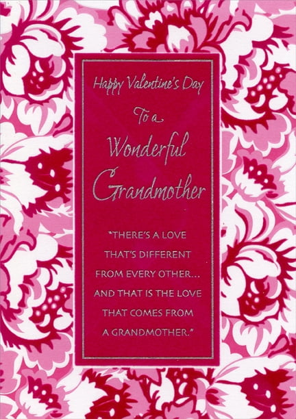 Happy Valentines Day Grandma Designer Greetings Flocked Pink And Red Flowers: Grandmother Valentine's Day  Card - Walmart.com