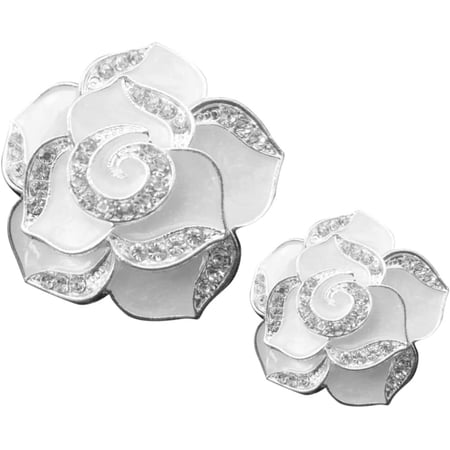 Pair Car Vent Air Freshener Diamond Ornaments Cars Ornament Flower Air Vent Decorations Camellia Flowers Car Accessories Air Vent Decorations for Car Bling Car Air Vent Decoration