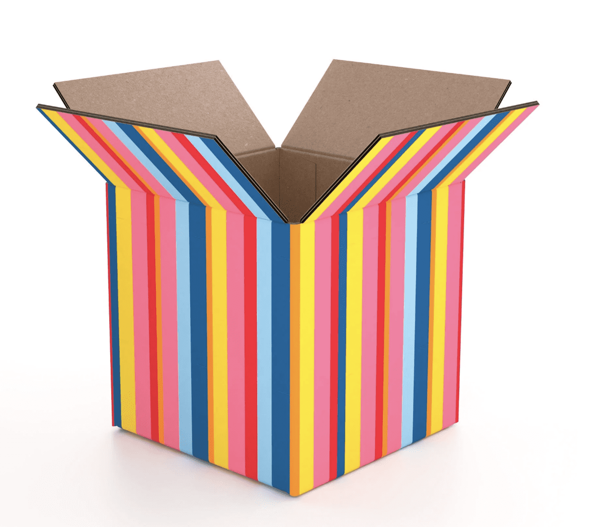 Packed Party Decorative Small Shipping Boxes, 6" x 6" x 6", Stripe Pattern, 30-Count Case