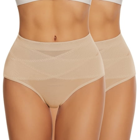2 Pack Tummy Control Shapewear Panties for Women High Waisted Body Shaper Underwear Butt Lifting Underwear Cincher Panty Girdle