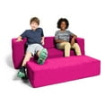 thumbnail image 2 of Jaxx Zipline Big Kids Modular Sofa & Ottoman, 3 in 1 Fold Out Sofa Furniture Set, Microsuede Fuchsia, 2 of 9