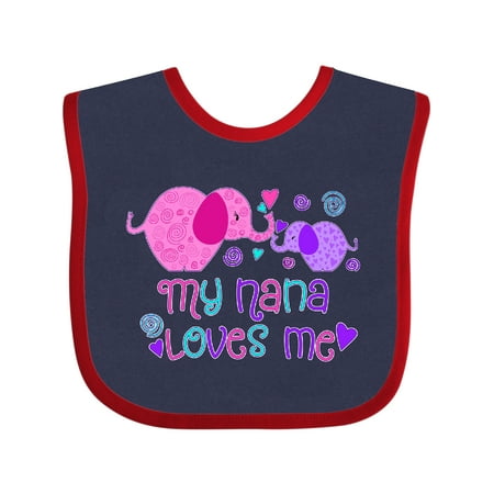 

Inktastic My Nana Loves Me- Cute Elephants Gift Baby Boy or Baby Girl Bib