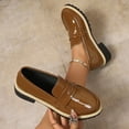 thumbnail image 2 of Wensltd Women Fashion Black Shoes Trendy Versatile Solid Color Retro Comfortable Mid Heel Loafers for Outdoor, 2 of 9
