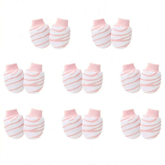 TELOLY 8 Pairs Baby Mittens,Pure Cotton Mittens for Newborn Baby Boy,Baby Mittens 0-6 Months,Pink1