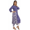 thumbnail image 2 of Moomaya Solid Rayon Kurta For Women bell Sleeve Drawstring Neck Long Ethnic Kurti, 2 of 7
