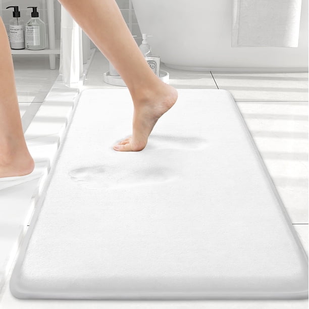 Alfombra de baño Smiry de espuma viscoelástica extrasuave, absorbente, 60 x 40 cm, color blanco