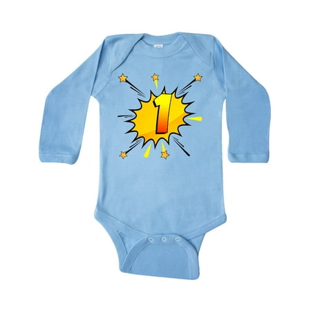 

Inktastic Comic Book 1st Birthday Gift Baby Boy or Baby Girl Long Sleeve Bodysuit