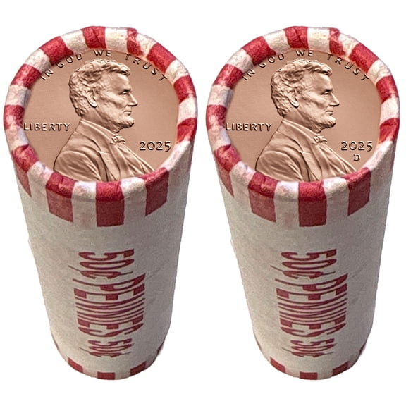 2025 Final Issue Penny, 2 Rolls BU Philadelphia & Denver Mints, Last U.S. Mint One Cent