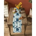 thumbnail image 5 of Teal Blue Turtle Coastal Table Runner 120 Inches, Vintage Stripe Beach Botanical Bed Runner Dresser Scarves Tabletop for Indoor Outdoor Parties/Ceremony/Banquet, 13"x 120", 5 of 8