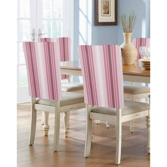 nqOlkjepod Pink Ombre Stripe Chair Covers Set of 4, Decorative Chair Back Cover, Farmhouse Simple Striped Dining Room Chair Slipcovers Removable Chair Protectors Covers for Party Banquet