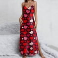 thumbnail image 2 of Falda Larga Verano Día de San Valentín Impreso V-Cuello sin Mangas Maxi Vestido, Color Dividido Falda de Sueño Casual para la Playa Y la Ropa de Vacaciones, 2 of 8
