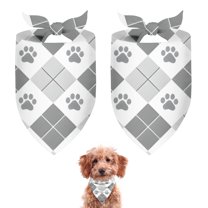 Dog Bandana 2 Pack,Pawprints Argyle Bandanas for Dogs,Cat Bandana,Small/ Large Dog Bandana 2 Size,Dog Bandanas