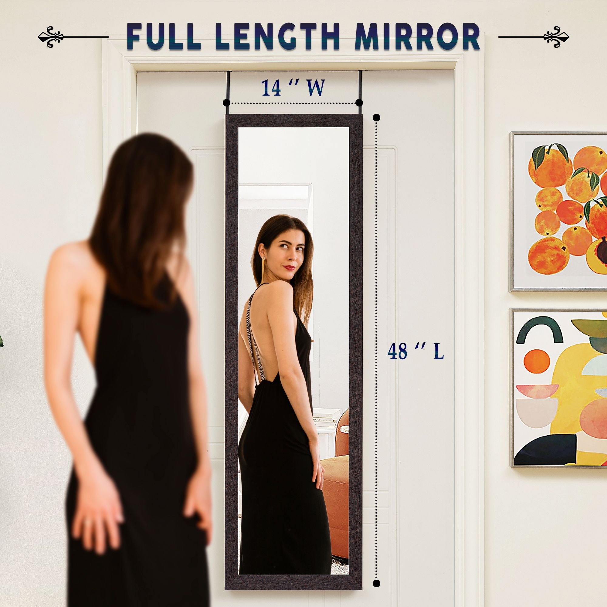 48 Inch Mirror for Over The Door Long Door Hanging Mirror 48 Inch Wall