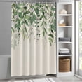 thumbnail image 6 of Green Leaves Standard Shower Curtain Set, Waterproof Shower Curtains for Bathroom, Summer Botanical Washable Fabric Bath Curtain for Bathtub with Hooks 72x72 Inches Watercolor Weeping Rustic, 6 of 9